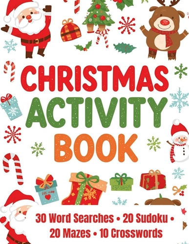 Christmas Activity Book for Kids & Adults: 80 Fun Holiday Puzzles (Word Search, Sudoku, Mazes & Crosswords) | Festive Brain Games, Large Print