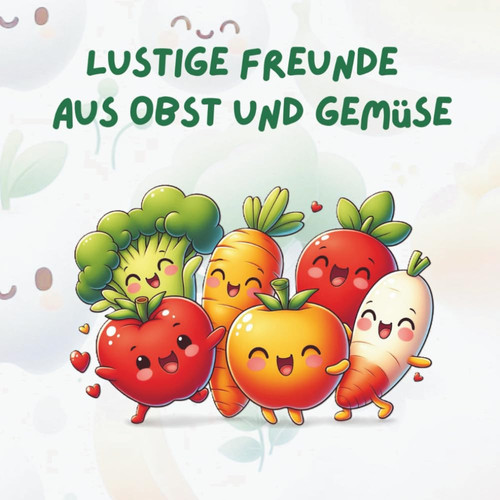 Lustige Freunde aus Obst und Gemüse- Malbuch ab 4 Jahren- spielerisch gesund essen lernen- 45 Motive- Kreativität & Lernen vereint: Ein fröhliches ... liebevollen Motiven (German Edition)