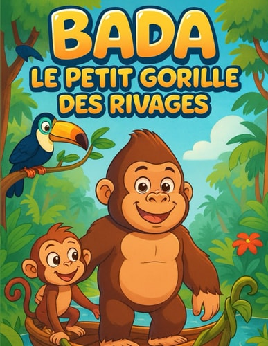 Bada le Petit Gorille des Rivages: Un jour, Bada découvre un vieux bateau de lianes abandonné... Un livre de coloriage et d’histoire pour les enfants de 2 à 5 ans. (French Edition)