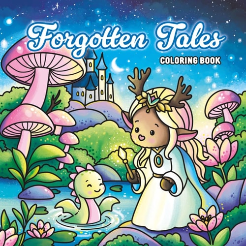 Forgotten Tales Coloring Book: A Whimsical Fantasy Adventure with Cute Magical Creatures for Kids and Adults