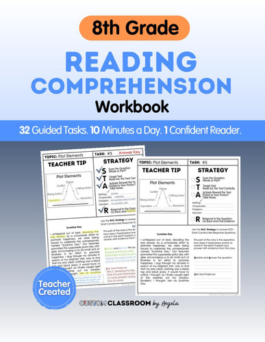 8th Grade Reading Comprehension Workbook: 32 Short Passages with Test-Style Questions for STAAR Test Prep and Summer Practice: Includes 32 Guided ... Summer Learning, & At-Home Reading Practice