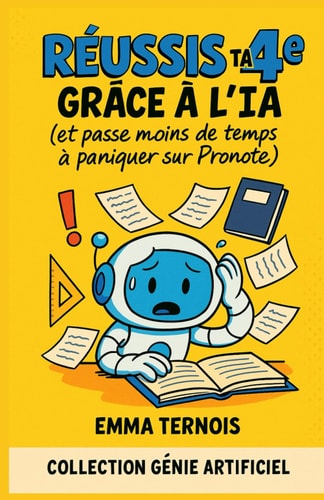 RÉUSSIS TA 4E GRÂCE À L'IA (et passe moins de temps à paniquer sur Pronote) Ce guide ultra concret t'aide à survivre et réussir ta 4e, sans te transformer en robot ni bosser 4h par soir.