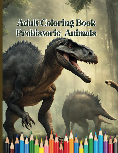 ADULT COLORING BOOK PREHISTORIC ANIMALS.