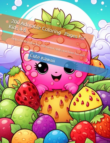 Cute Kawaii 200 Adorable Coloring Pages for Kids: Help Children Develop Fine Motor Skills and Have Fun Too!