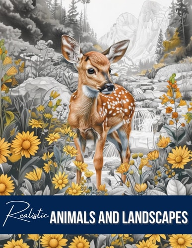 Realistic Animals and Landscapes Coloring Book