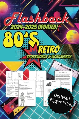 80's Retro Crosswords & Wordsearch: Flashback Activity Book Updated for 2024-2025