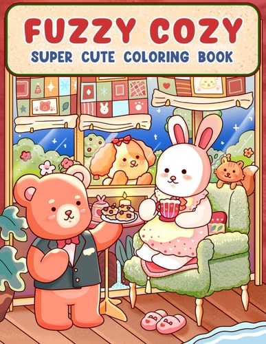 Fuzzy Cozy: Super Cute Coloring Book Featuring the Joyful Daily Life of Animal Characters with Easy and Simple Designs for Relaxation for Adults and Teens