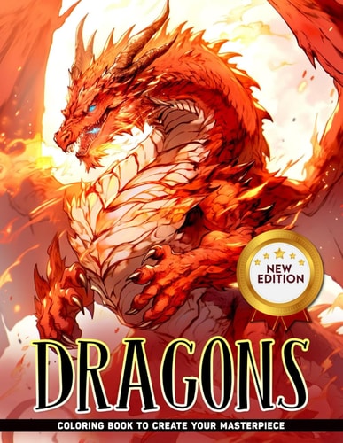 Dragons Coloring Book: Animals Coloring Page For Kids, Perfect For Stress Anxiety, Relaxation For Christmas