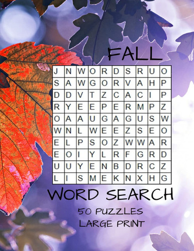 Fall Word Search: Large Print Autumn & Holiday Themed Puzzle Book for Adults and Kids