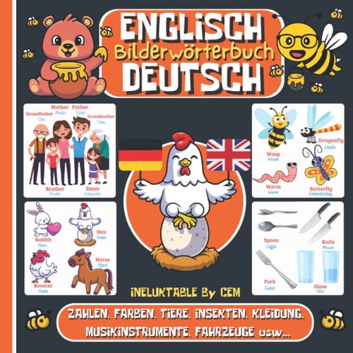 DEUTSCH ENGLISCH BILDERWÖRTERBUCH: Kinderbuch zum Englischen, Mädchen und Jungen, Anfänge, farbiges Aktivitätsbuch, erste Wörter auf Englisch (German Edition)