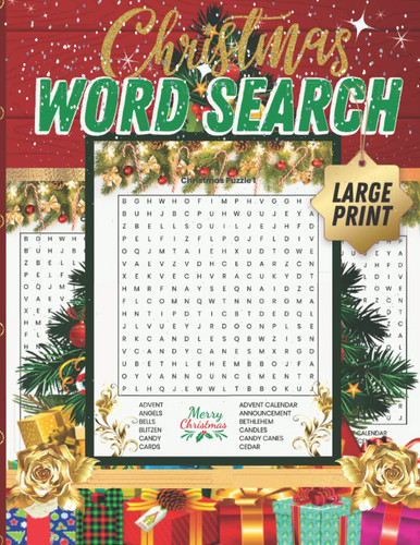 Christmas Word Search Large Print: Christmas Themed Word Search Puzzle Book for Adults and Teens-Great gift idea