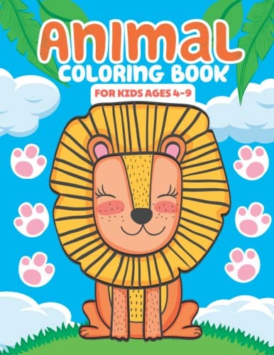 Animal coloring book: cute animal coloring book for boys and girls, fun and easy coloring pages in a cute style with cats, lions, rhinos, bears, deer ... more for children aged 4-9: gift for children