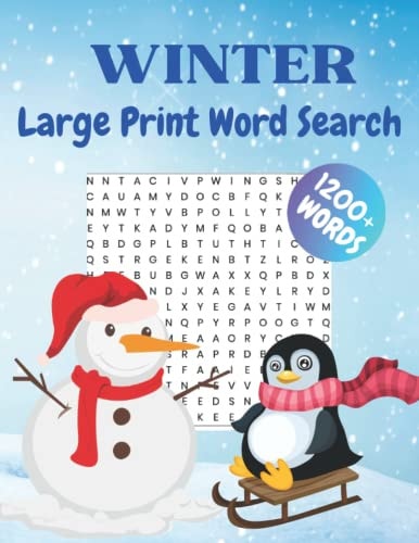 WINTER Large Print Word Search 1200+ WORDS: Winter Activity Book: 1000 Calming Winter and Christmas Word Search for Seniors, Adults, and Teens