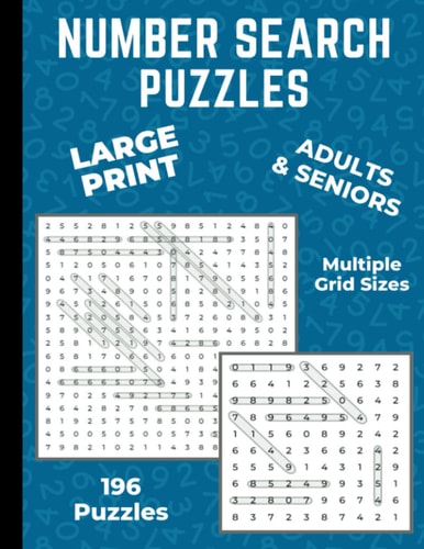 Number Search Puzzles Adults Large Print: 196 Find the Number Puzzles for Adults & Seniors
