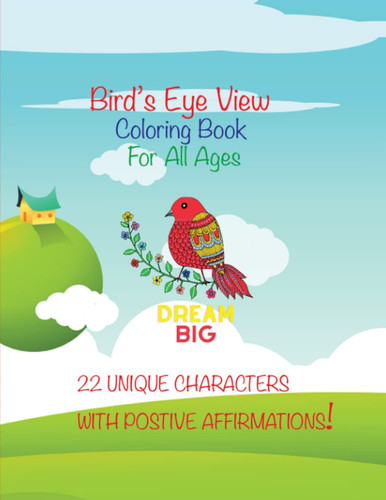 Bird's Eye Coloring Book: Bird's Eye View Coloring Book: NEW 2023 VERSION - Fun and creative inspirational coloring book pages for all ages - Paperback – Large Print - 22 UNIQUE ANIMALS