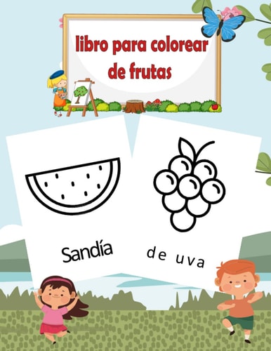 libro para colorear de frutas (Spanish Edition)