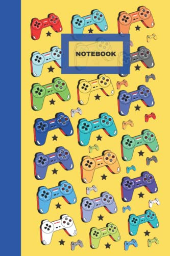 Notebook: Colorful Gamer Game Controller Theme - Wide Ruled Notebook Paper for Kids - 6×9 inches - 121 Pages