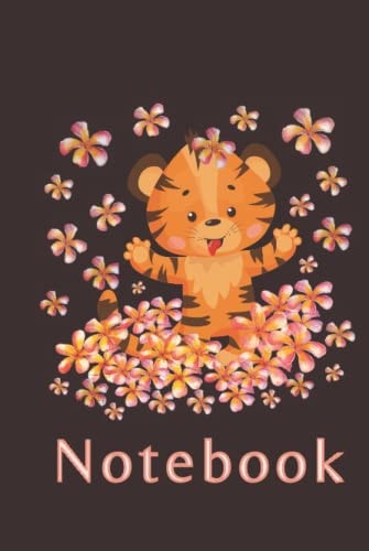Tiger and Flowers Notebook: Flower Rain Journal, Cute Tiger Cub Lined Composition Notebook, Year of Tiger Notebook for Girls