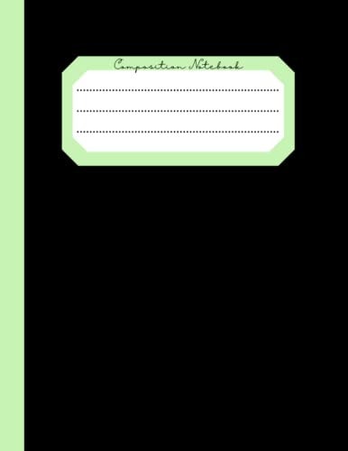 Composition Notebook: Black and mint green composition notebook 100 pages