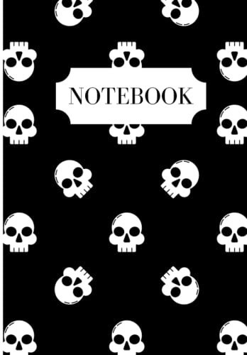 Dot Grid Notebook: White Skulls (6.69 x 9.61 inches) - 120 dotted pages