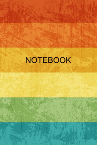 Notebook: Vintage colorful horizontal stripes, retro rainbow style
