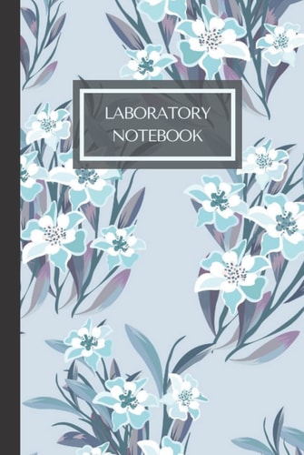 Laboratory notebook hardcover floral: Laboratory notebook for graduated student researchers, blue hardcover and 100 carbonless sets