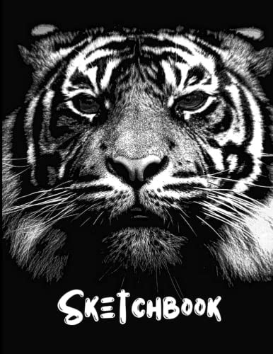 Sketchbook - Affordable on a large print of 8.5 x 11, blank paper, great for sketching and doodling. Tiger Print. Hours of fun!.
