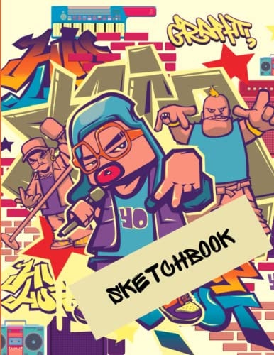 Sketchbook - Affordable on a large print of 8.5 x 11, blank paper, great for sketching and doodling. Graffiti Print. Hours of fun!.