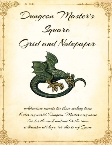 Dungeon Master's Square Grid and Notepaper: Square Graph Paper for Role Playing Games with opposite Lined Notebook Pages