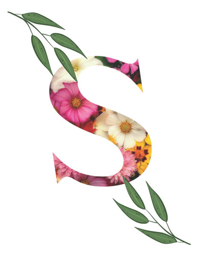 Letter S notebook: Notebook with alphabet s floral blue background