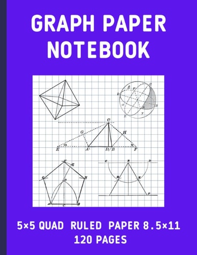 Graph Paper Notebook 8.5 x 11: 5x5 quad ruled graph composition book, graphed paper large print, squared notebook, graphing paper, Large Size, graphed ruled notebook composition