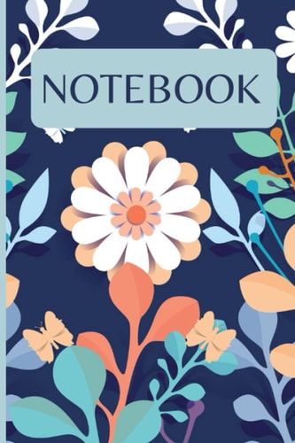 Notebook: Blue floral notebook with blank lined journal