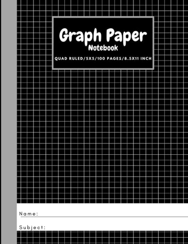 GRAPH PAPER NOTEBOOK: Grid Paper Notebook. Composition Notebook. Grid Paper for Math, Science, Accounting, Engineering, Chemistry, Architecture, ... 100 Pages, 8.5x11 inches. Black and Grey