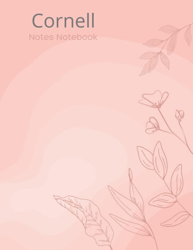 Cornell Notes Notebook 200 Pages: Cute fFower and Plants Patterned Cornell Notes Taking Notepad ,Pastel pink cornell notes pad college ruled ... lines per inche,8.5''x11'',100 sheets .