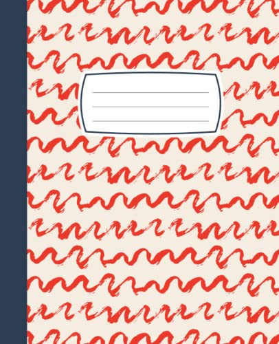 Minimalist Red Doodles and Cream: Wide Ruled Lined Composition Notebook Journal for Students