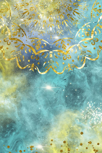 Blue and Yellow Galaxy Mandala Gold Note Book Journal: A lined Journal for Creative Writing or Note taking