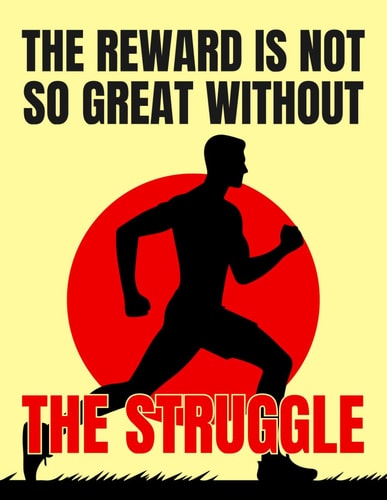 The Reward Is Not Without Struggle Dotted Grid Notebook: Cute Notebook Gift For Athletes and Sports Lovers