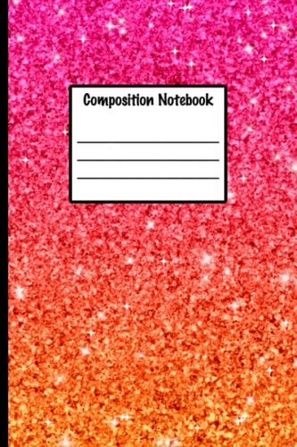 Pink to Orange Ombre Faux Glitter Wide Ruled Composition Notebook: Workbook for girls, boys, teens, students, teachers and adults. Perfect for back to ... work. Makes a great gift for any occasion.