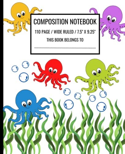 Composition Notebook | 110 Page | Wide Ruled |7.5" X 9.25"