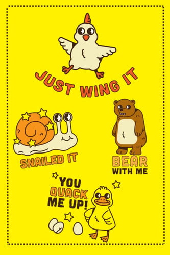Just Wing It (and other puns): 120 Page Line Notebook, Yellow