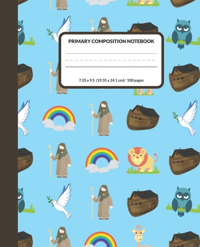 Primary Composition Notebook: Primary Story Journal-Dotted Midline | Write and Draw Story - Grades K-2 | Noah's Ark Design