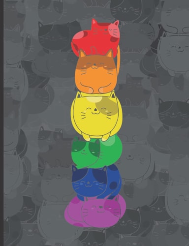 Notebook: Rainbow Cat Composition Notebook, Pride Journal | College Ruled: LGBTQ Books, Great for School Home Work or College | 7.44" x 9.69"