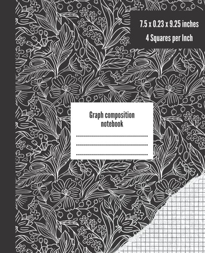 Graph Composition Notebook: Black Quad Ruled 4x4, 100 Pages - Notebook for Math and Science