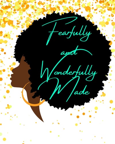 Fearfully and Wonderfully Made Notebook and Journal 8x10 size woman afro gold