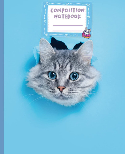 Wide Ruled Composition Notebook: Composition Notebook With Schedule Table, Contact Page | Size 7.5”X9.25", 120 Sheets| Cute cat