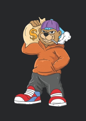 Notizbuch A4 Kariert Mit Softcover Design: Gangster Rap Bär Bankräuber Banküberfall Hip Hop Comicfigur 120 Karierte DIN A4 Seiten