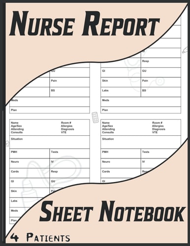 Generic Nurse Planner Notebook: 4 Patients Per Page, Large Size, 2023