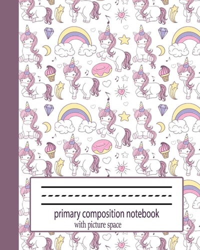 primary composition notebook with picture space: marble story comp book red baseline 100ct