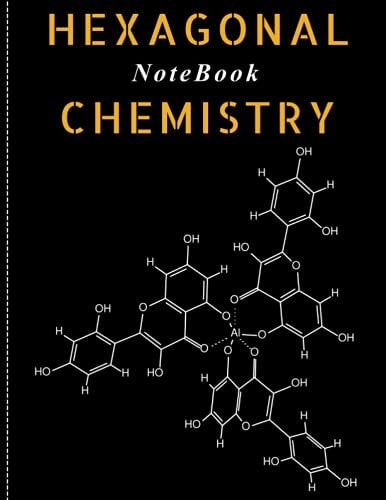 Formula black background | Hexagonal Notebook Chemistry: Orange Writing | Biochemistry Note Book | 120 Pages | Size: 8.5X11 inches