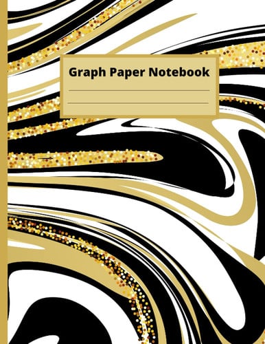 Graph Paper Notebook: Black Gold White Math Composition Book Quad Ruled 1/4 inch (.25") Squares Graphing Paper for Students Large, 8.5 x 11 in (Graphing Paper Notebooks